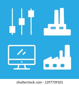 software icons set with monitor, factory and controls vector set