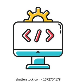 Software industry color icon. Information technology sector. Computer programming and deployment. Installation and configuration of applications. Information technology. Isolated vector illustration