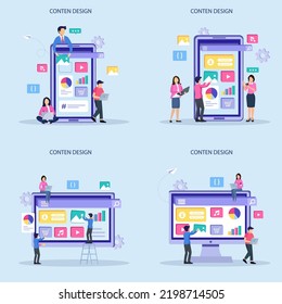 Software infographics, ideas for designer content. UI design concept with characters vector illustration