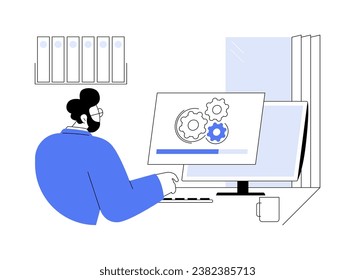 Software installation abstract concept vector illustration. Professional sysadmin updating drivers for software, IT technology, hardware maintenance, computing industry abstract metaphor.