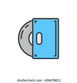 Software installation disc filled outline icon, line vector sign, linear colorful pictogram. Symbol, logo illustration. Pixel perfect