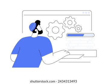 Software installation isolated cartoon vector illustrations. Professional sysadmin updating drivers for software, IT technology, hardware maintenance, computing industry vector cartoon.