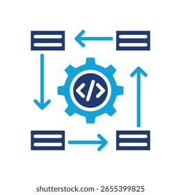 Ilustração de vetor misto do ícone de integração de software