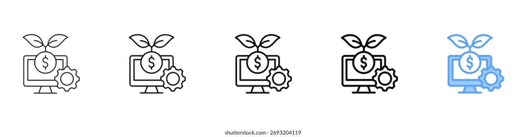 Conjunto de Colección de contorno de estilo diferente de icono de inversión de software