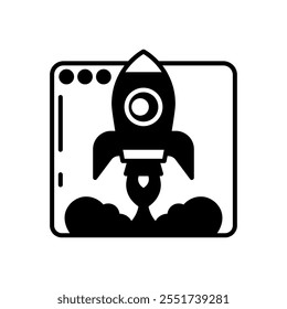Software Launch Glyph Icon, Vector illustration