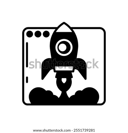 Software Launch Glyph Icon, Vector illustration