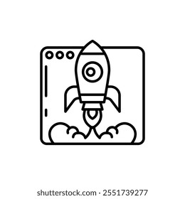 Software Launch Outline Icon, Vector illustration