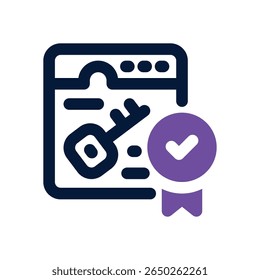 Licencia de software Duotone Icono. Icono de Vector elegante y moderno para Sitios web, App móviles, materiales de marketing y diseño corporativo. Totalmente escalable y listo para usar.