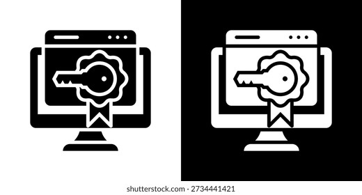 Conjunto de ícones de licença de software Coleção de vetores isolados em preto e branco
