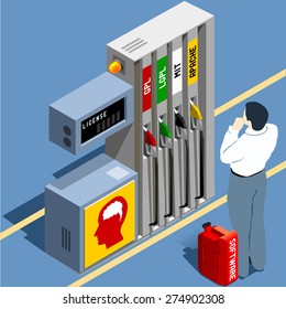 Software Licenses GPL LGPL Flat 3d Isometric Concept. Wordplay Propane Fuel LPG Become of License. Open Source Code does not Means Gratis. Vector JPEG JPG EPS 10 Image Drawing AI Object Picture Art