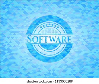 Software light blue mosaic emblem