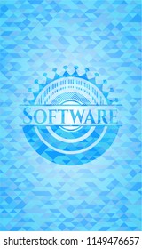 Software light blue mosaic emblem