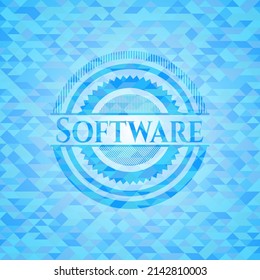 Software light blue mosaic emblem. 