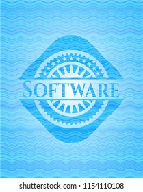 Software light blue water wave style badge.
