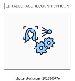 Software line icon. Face ID recognition software. Automatically technology biometric verification.Identity detection concept. Isolated vector illustration.Editable stroke