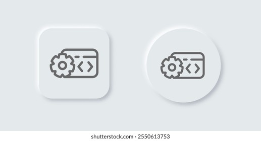 Software line icon in neomorphic design style. Technology signs vector illustration.