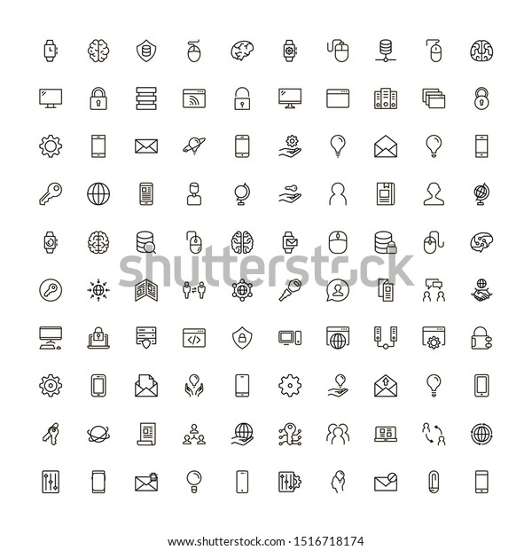 ソフトウェアラインアイコンセット ウェブサイトデザインとモバイルアプリ用の高品質な黒いアウトラインロゴのコレクション 白い背景にソフトウェアベクター イラスト のベクター画像素材 ロイヤリティフリー