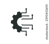 Software maintenance flat icon design illustration. Vector illustration of gear and intelligent symbol, reinstalled, mobile technical icon symbol illustration. 
