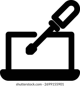 Icono de contorno de mantenimiento, solución de problemas y mantenimiento de software