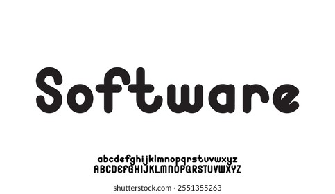 SOFTWARE, Fuentes de alfabeto de logotipo moderno mínimo. Tipografía minimalista urbana sana serif moda digital futuro logos creativos Fuentes. Ilustración vectorial
