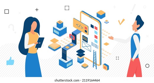 Software mobile application development process. Creating wireless apps on computing devices