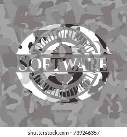 Software on grey camouflaged texture