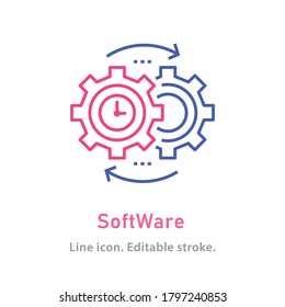 Software outline icon on white background. Editable stroke. Vector illustration.