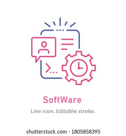 Icono de esquema de software sobre fondo blanco. Trazo editable. Ilustración vectorial.