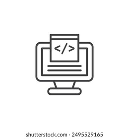 Icono de software delineado aislado sobre fondo blanco