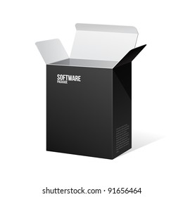 Software Package Box Opened Black Inside White