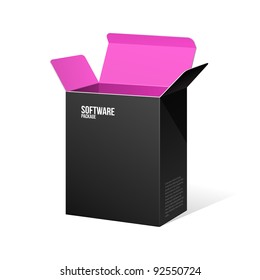 Software Package Box Opened Black Inside Pink Violet Purple