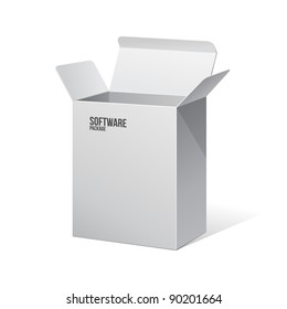 Software Package Carton Blank Box Opened White