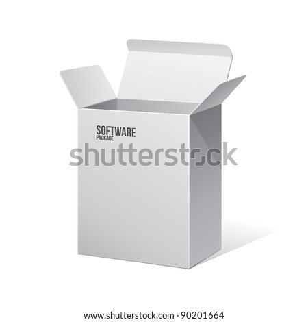 Software Package Carton Blank Box Opened White