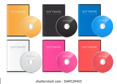 Software Package. Realistic Case For DVD Or CD Disk