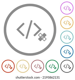 Software Patch Flat Color Icons In Round Outlines On White Background