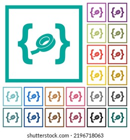 Software patch flat color icons with quadrant frames on white background