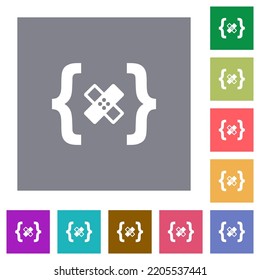 Software Patch Flat Icons On Simple Color Square Backgrounds