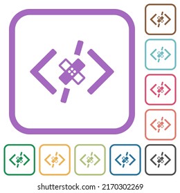 Software patch simple icons in color rounded square frames on white background