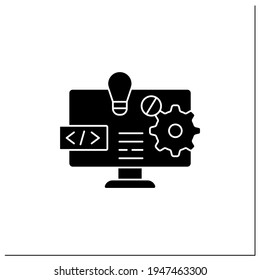 Software platform glyph icon. Programming environment. Platform for creating new operating systems. New idea. Digitalization concept.Filled flat sign. Isolated silhouette vector illustration