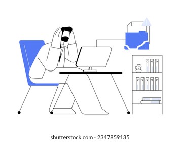 Software problems abstract concept vector illustration. Angry man has problem with computer software, IT technology, hardware maintenance, support line needed, system error abstract metaphor.