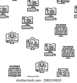 Software Program Development Vector Seamless Pattern Thin Line Illustration