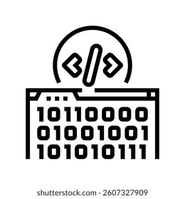 software programming code line icon vector. software programming code sign. isolated contour symbol black illustration