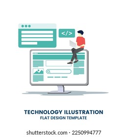Software programming Concept for web page, banner, presentation, social media. Vector illustration project team