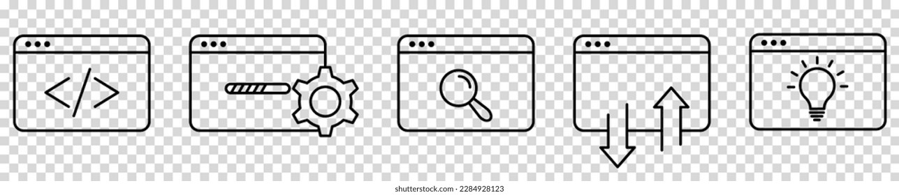 Software and programming line icons. Vector illustration isolated on transparent background