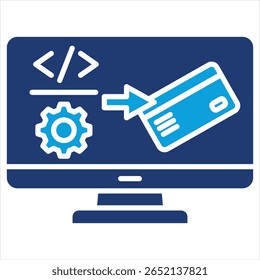Software Purchase Flat Blue Icon Vector Illustration