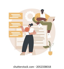 Software requirement description abstract concept vector illustration. Software system description, agile tool, business analysis, project development specifications, document abstract metaphor.