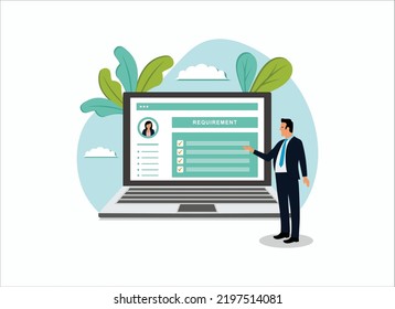 descripción de requisitos de software con inspiración de diseño exclusiva de ilustración de perfil