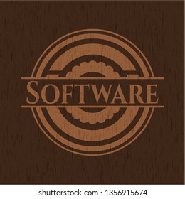 Software retro style wood emblem