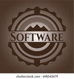 Software retro style wood emblem