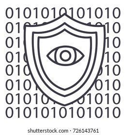 software security,anti virus vector line icon, sign, illustration on background, editable strokes